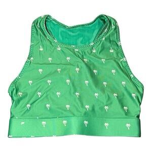 Fabletics Low Impact Women's Green Palm Tree Sports Bra Sz M Racerback‎ Workout